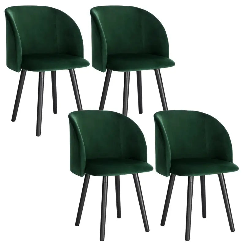 Set van 4 BukkitBow eetkamerstoelen met fluwelen zitting, massief houten frame, ergonomisch en stijlvol, zithoogte 47 cm.