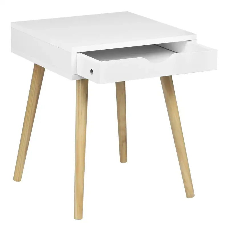 BukkitBow klein nachtkastje met lade, MDF en massief hout, zwart, afmetingen 39,8x40,5x49cm, draaggewicht tot 5 kg