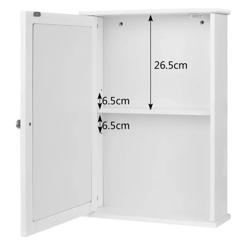 BukkitBow spiegelkast en badkamermeubel met verstelbare plank, waterbestendig, 42x12x58cm, geschikt voor moderne badkamers.