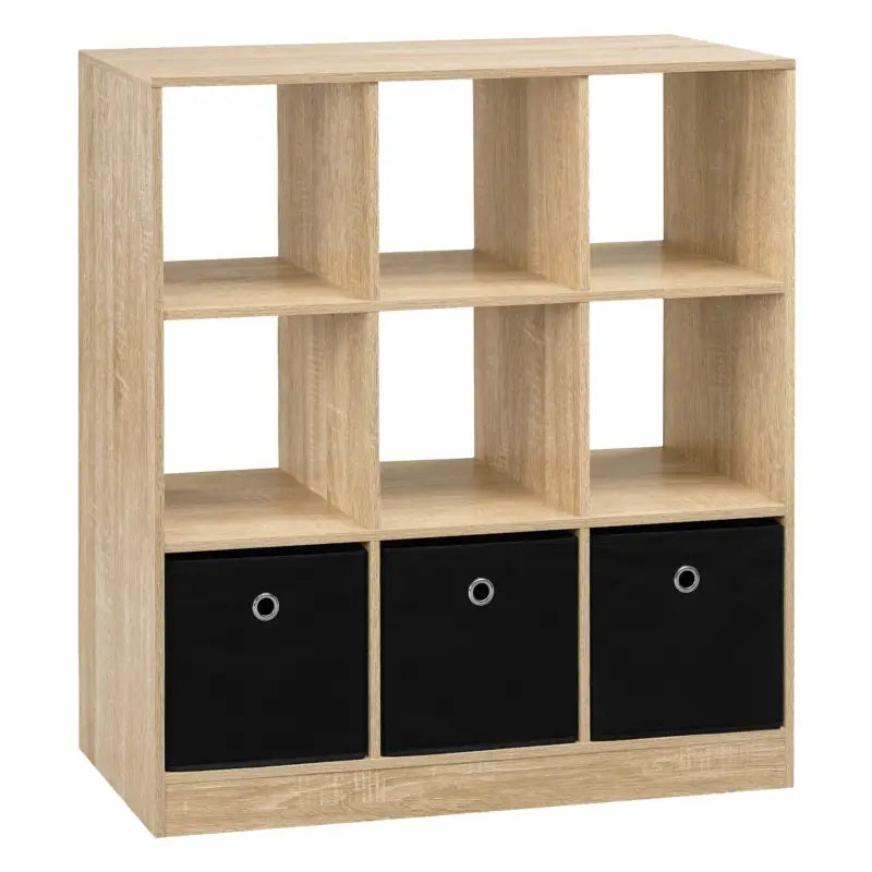 BukkitBow staande boekenkast met 9 kubussen, E1-klasse hout, melamine fineer en opbergmanden voor opbergruimte