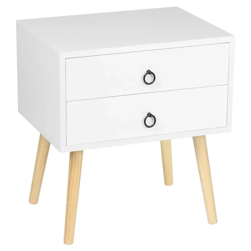 BukkitBow stabiel nachtkastje van MDF en massief hout, 46x35x50 cm, belastbaar tot 5 kg, in natuurlijke houtkleur