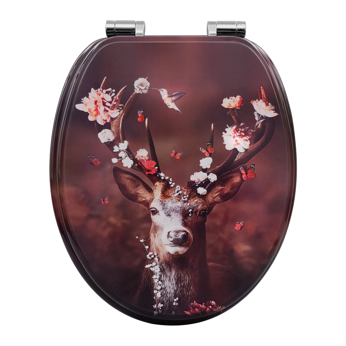 BukkitBow toiletbril met softclose, waterafstotend en antibacterieel, met print, geschikt voor toiletzitting.