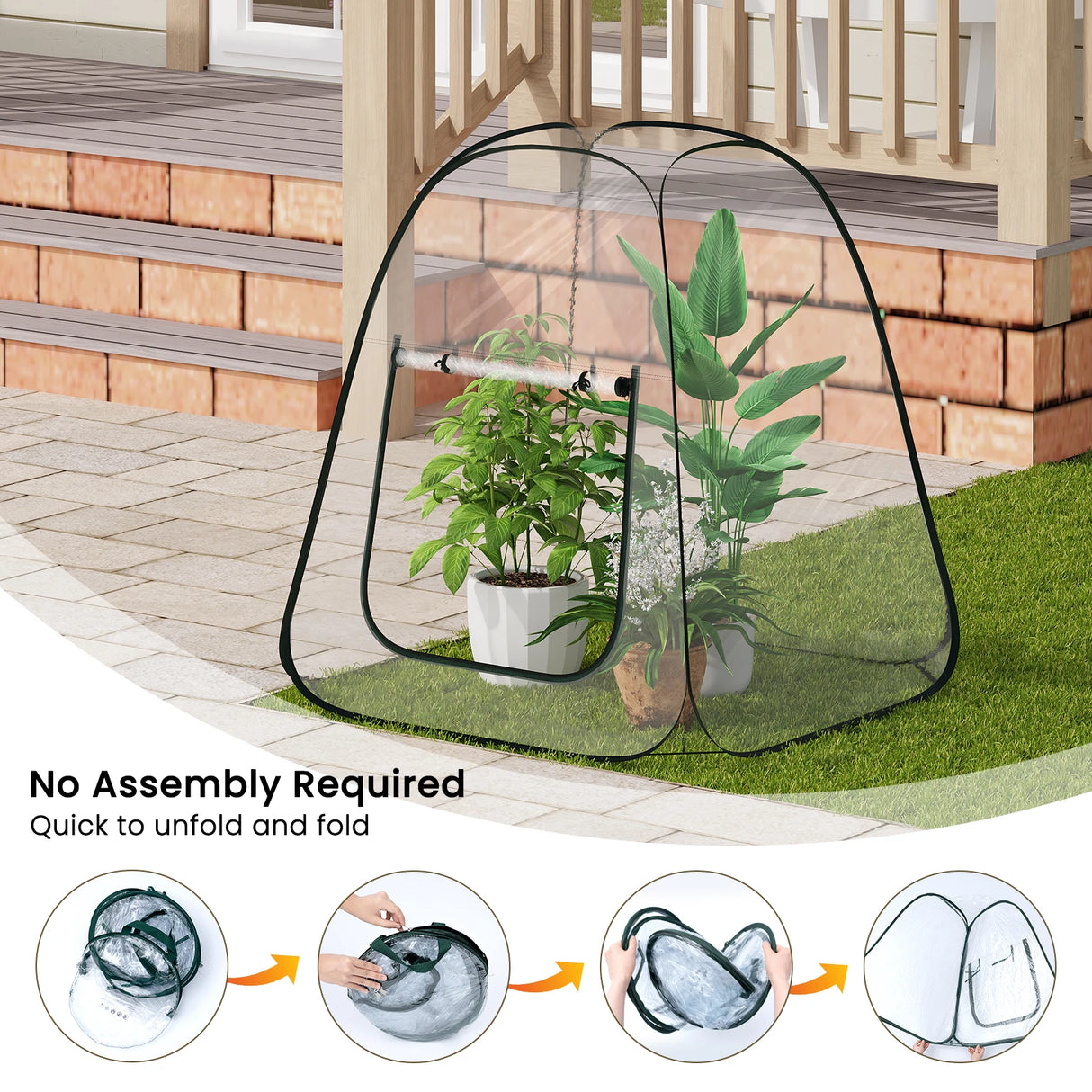 Transparante BukkitBow pop-up kweekkas met ritssluiting en draagtas, geschikt voor het kweken van planten in huis.