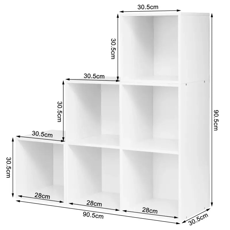 BukkitBow boekenkast met 6 flexibele vakken, stevig en duurzaam, stijlvol ontwerp, afmetingen 90x90x30 cm.