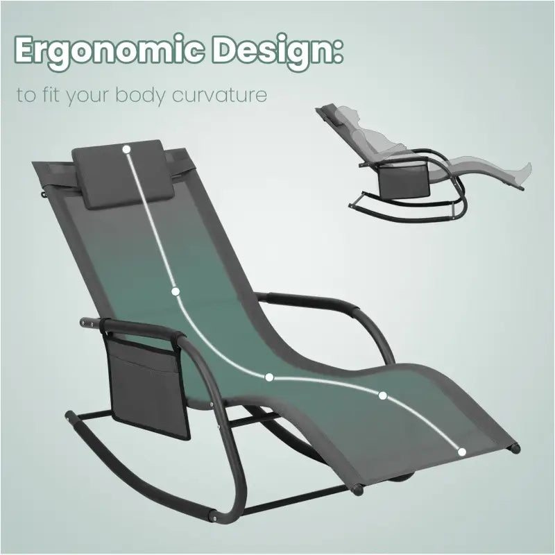 BukkitBow tuin ligstoel met ergonomisch ontwerp en schommelfunctie, geschikt voor 150 kg draagvermogen, ideaal als campingstoel