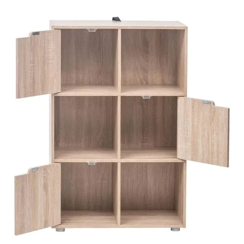 BukkitBow boekenkast met 6 kubusvakken, ruimtebesparend ontwerp en eenvoudige montage in afmetingen 59,7x29,7x91 cm.
