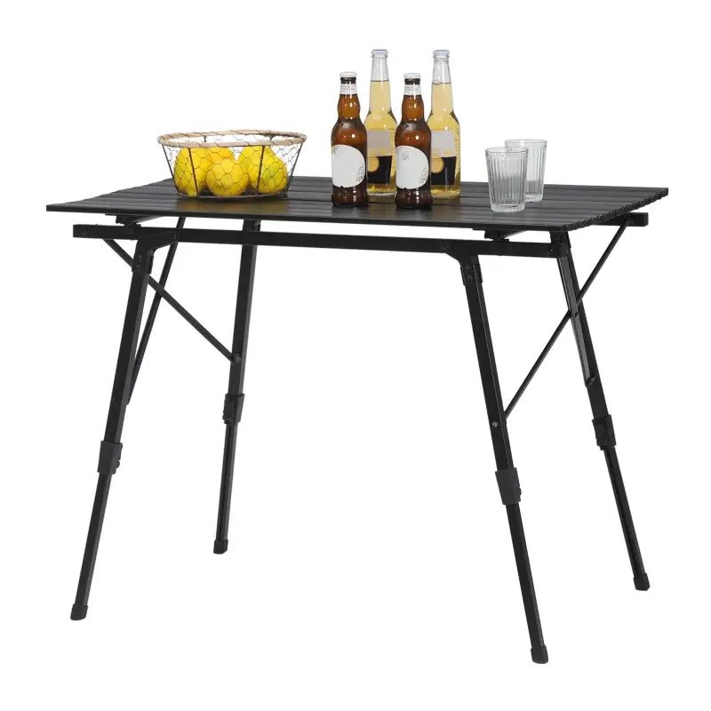BukkitBow verstelbare aluminium campingtafel, inklapbaar en draagbaar, met opbergzak en maximale belasting van 30 kg, uitgeklapt 90x52,2x(45-72) cm