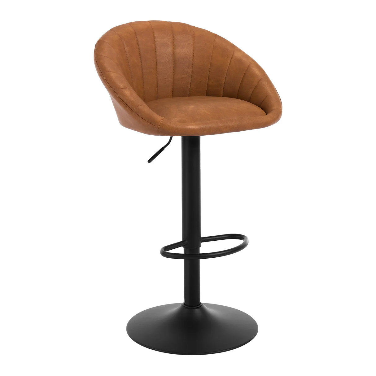 BukkitBow verstelbare barkruk met rugleuning en voetsteun, 360° draaibaar, geschikt voor keuken en bar, moderne design.