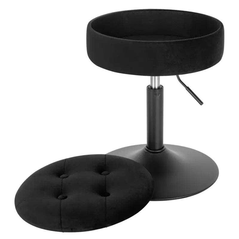 BukkitBow verstelbare barkruk van fluweel met metalen onderstel, ronde zitting en ingebouwde opslag, zithoogte 50-65cm.
