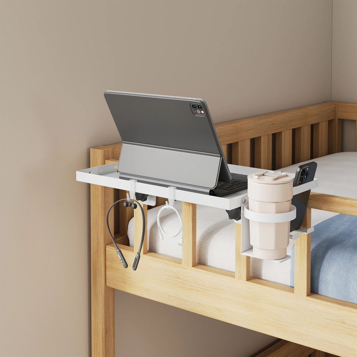 BukkitBow - Verstelbare Bedplank Laptopstandaard met Bekerhouder en Telefoonhouder