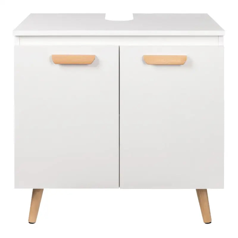 BukkitBow badkamermeubel met wastafel kast, houten poten, sifon uitsparing, vochtbestendig, 60x40x60.5 cm, modern design