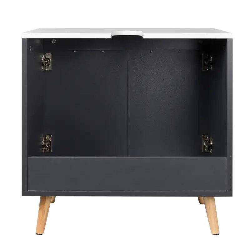 BukkitBow badkamermeubel met wastafel kast, houten poten en sifonuitsparing, vochtbestendig, 60x40x60.5 cm, modern design