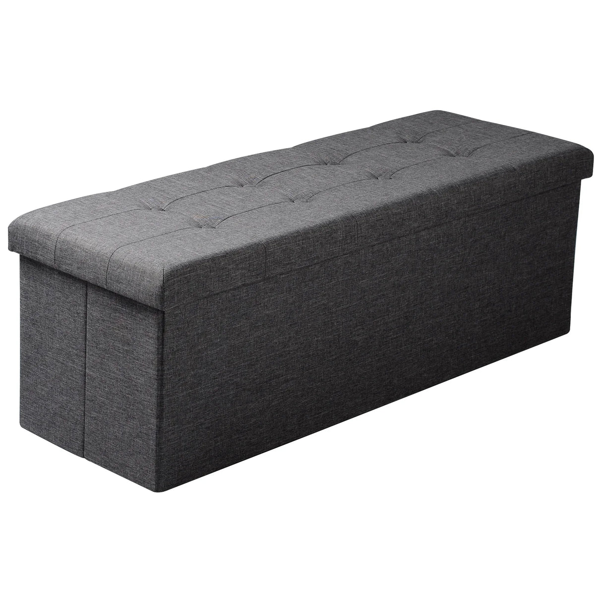 BukkitBow XXL opvouwbare opbergbank poef, 110 cm, 118L, stevige opbergbank met belastbaarheid tot 300 kg, in zwart.