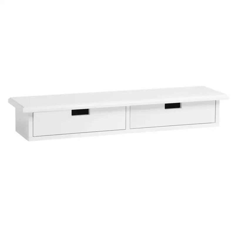 BukkitBow zwevende wandboekenplank met 2 laden voor cd's en dvd's, afmetingen 65x10x15 cm, stijlvolle houten opbergoplossing
