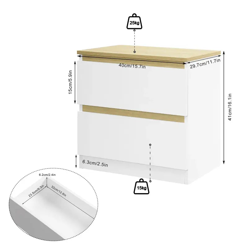 BukkitBow - Nachtkastje met 2 Lades - Stevig Materiaal