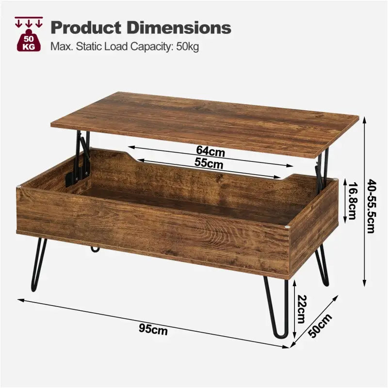 BukkitBow - Vintage Houten & Metalen Salontafel - Hoogte