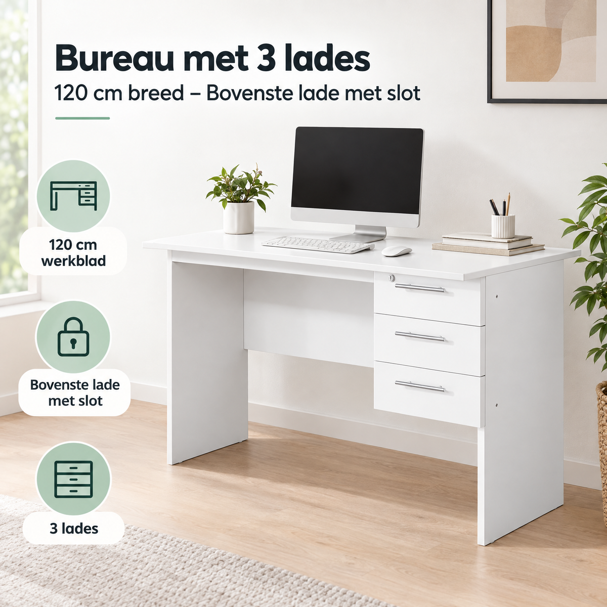 Praktische toepassing en keuzehulp voor bureau met lades