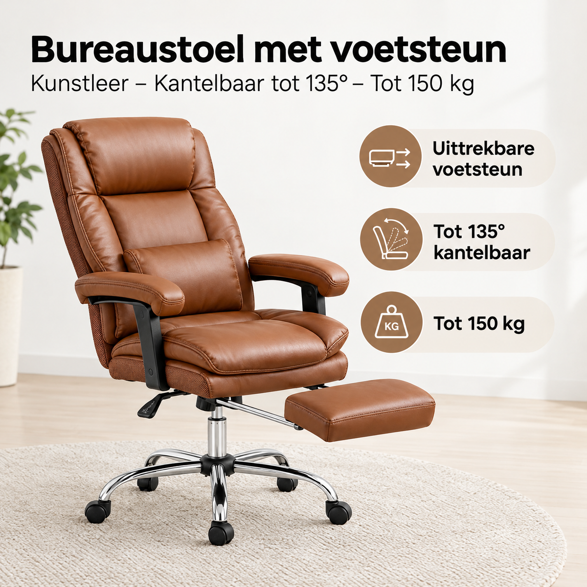Belangrijkste voordelen en eigenschappen van bureaustoel met voetsteun