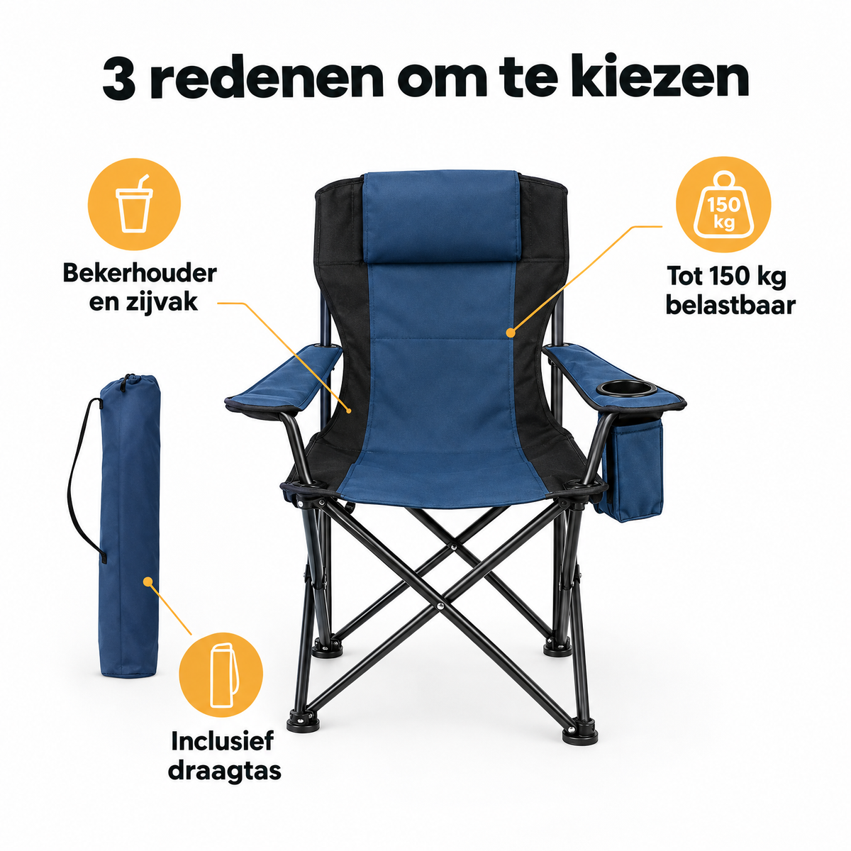 Belangrijkste voordelen en eigenschappen van campingstoel met bekerhouder
