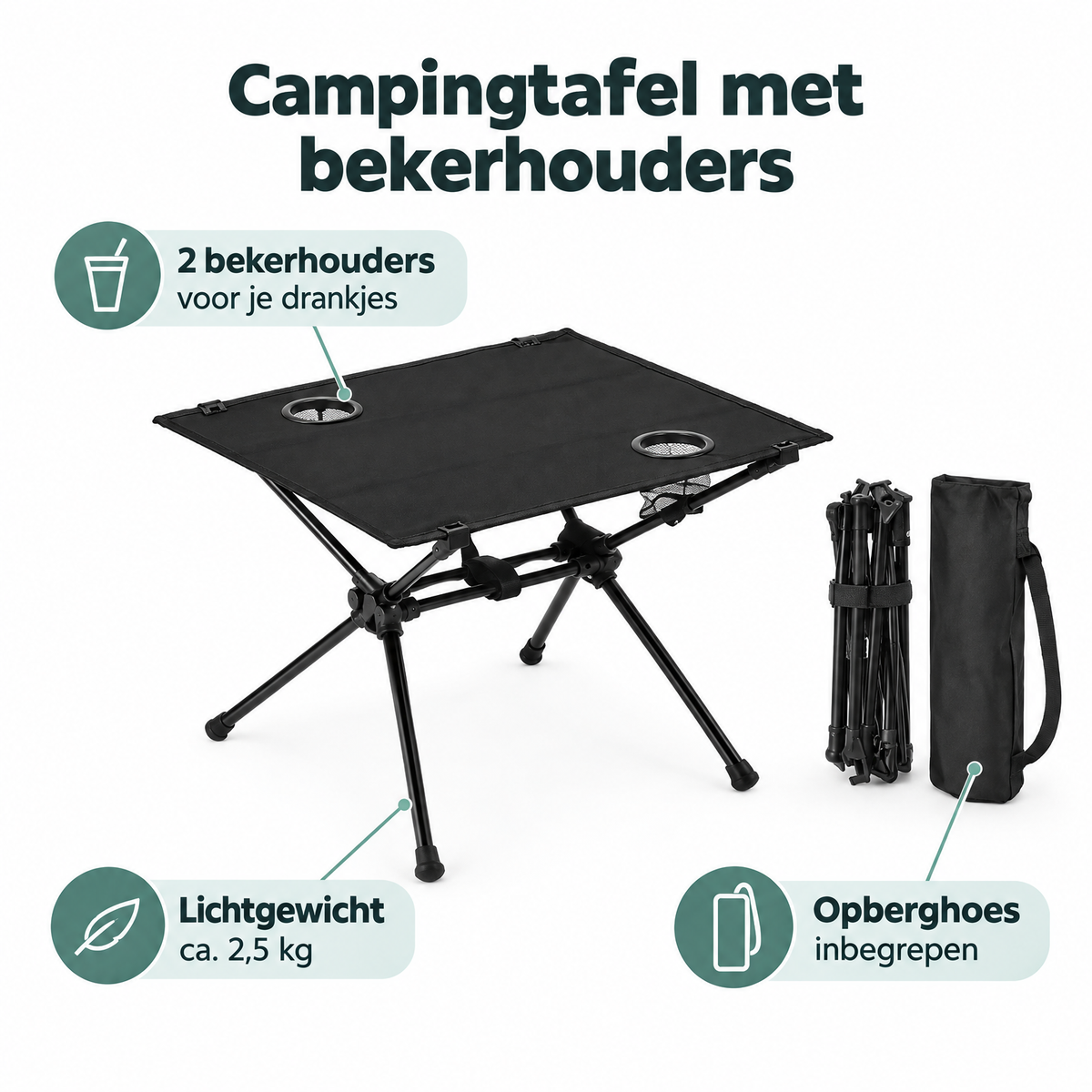 Belangrijkste voordelen en eigenschappen van campingtafel met bekerhouders