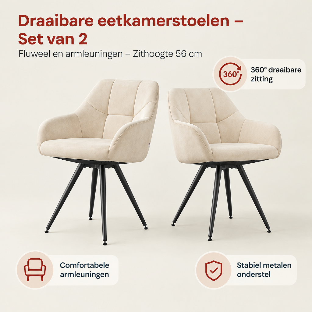Belangrijkste voordelen en eigenschappen van draaibare eetkamerstoelen