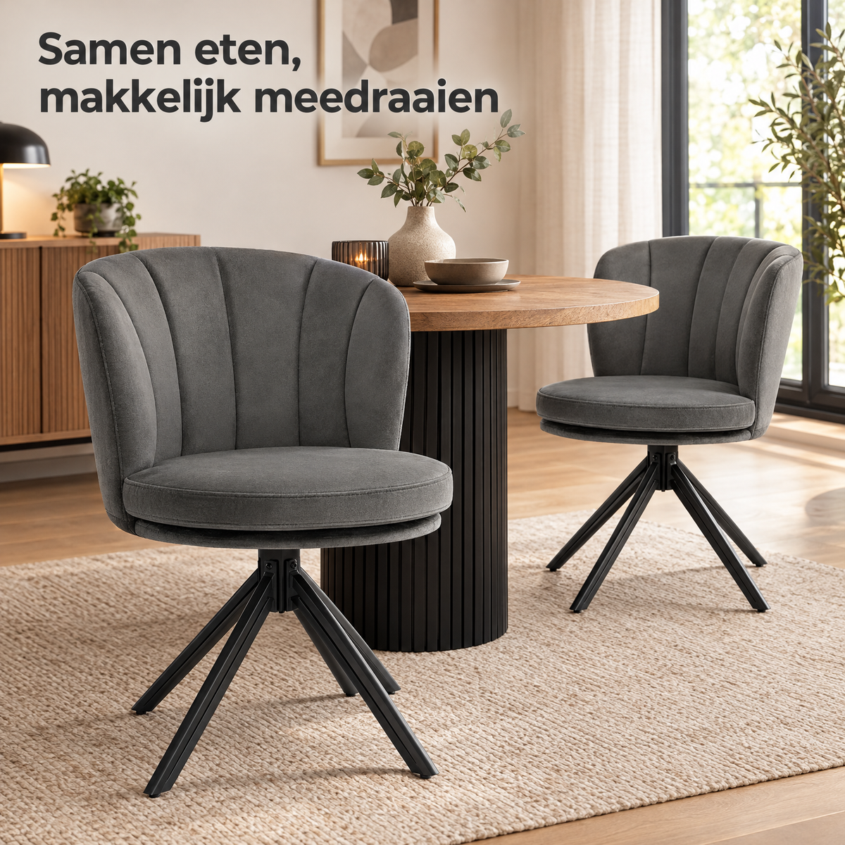 draaibare eetkamerstoelen in gebruik in een passende praktijksituatie