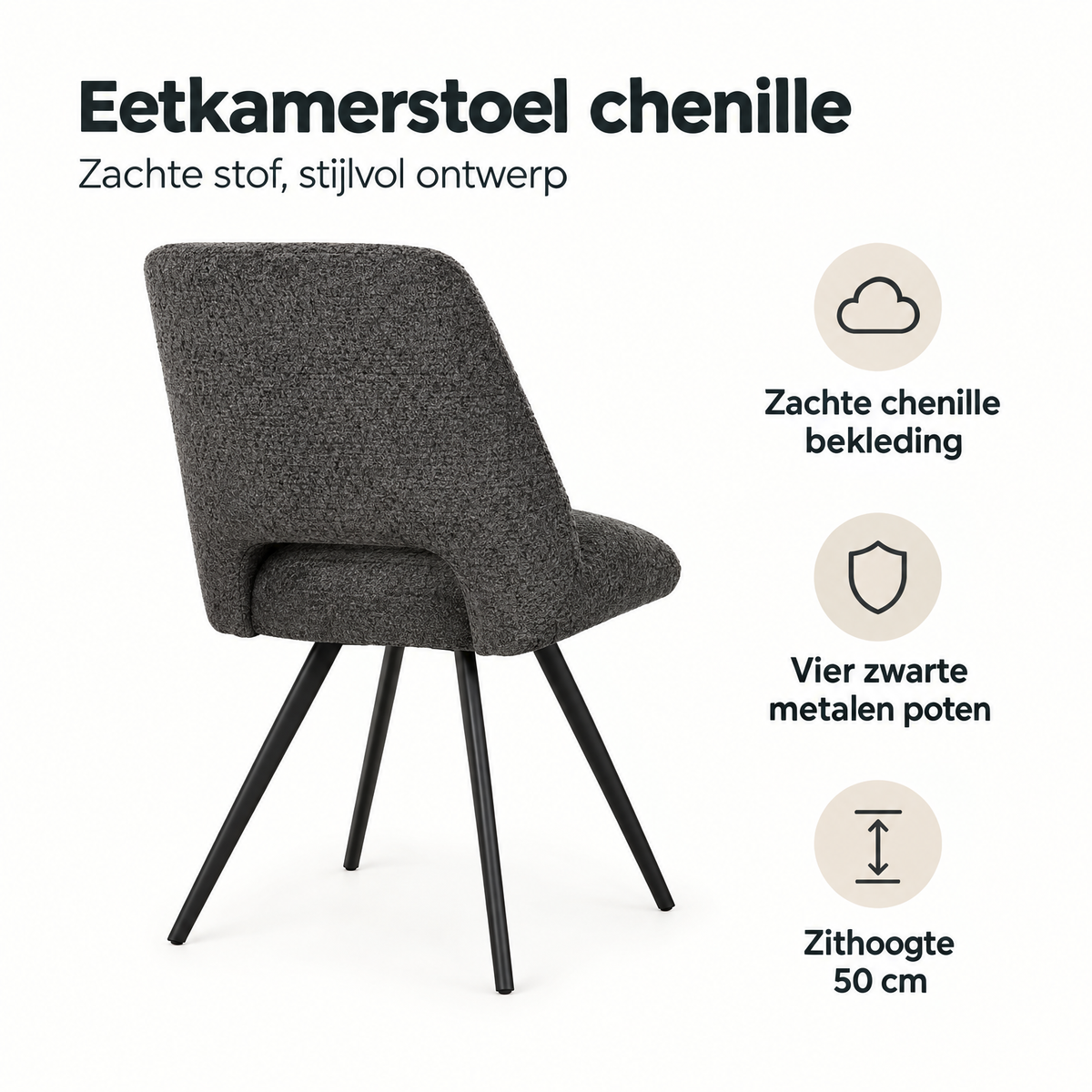 Belangrijkste voordelen en eigenschappen van eetkamerstoel chenille