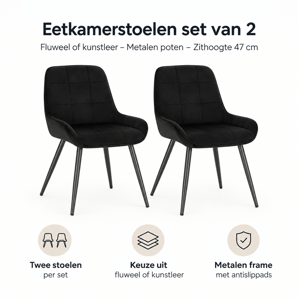 Belangrijkste voordelen en eigenschappen van eetkamerstoelen set van 2