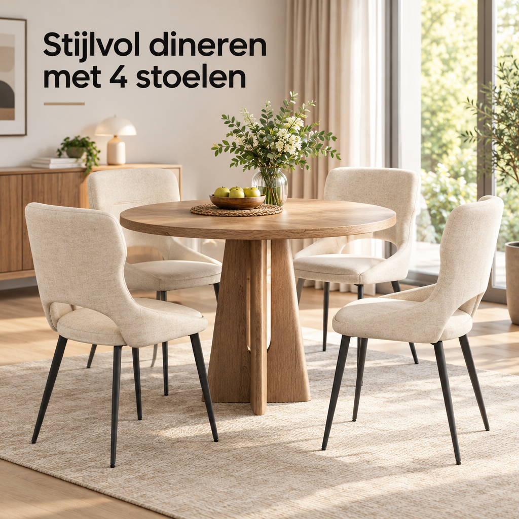eetkamerstoelen set van 4 in gebruik in een passende praktijksituatie