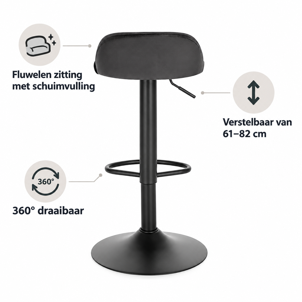 Belangrijkste voordelen en eigenschappen van fluwelen barkruk