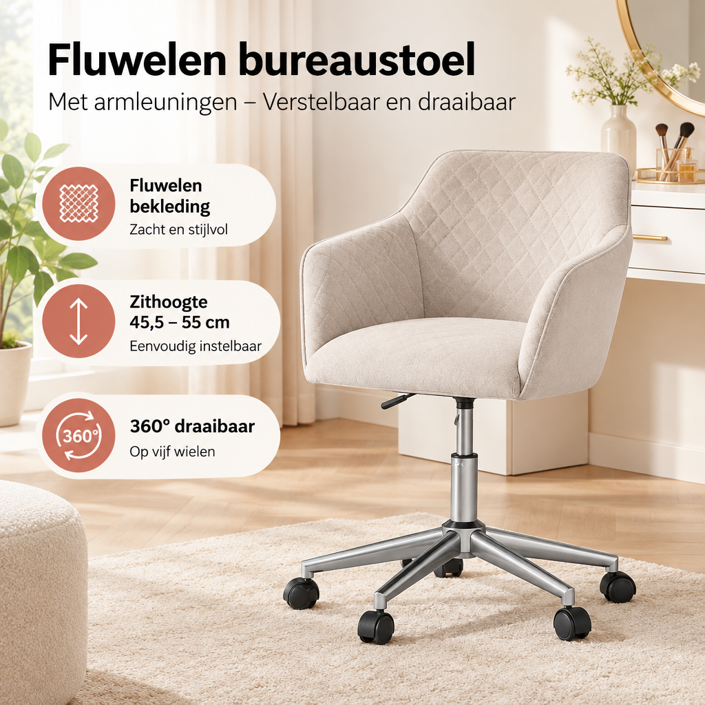 Praktische toepassing en keuzehulp voor fluwelen bureaustoel
