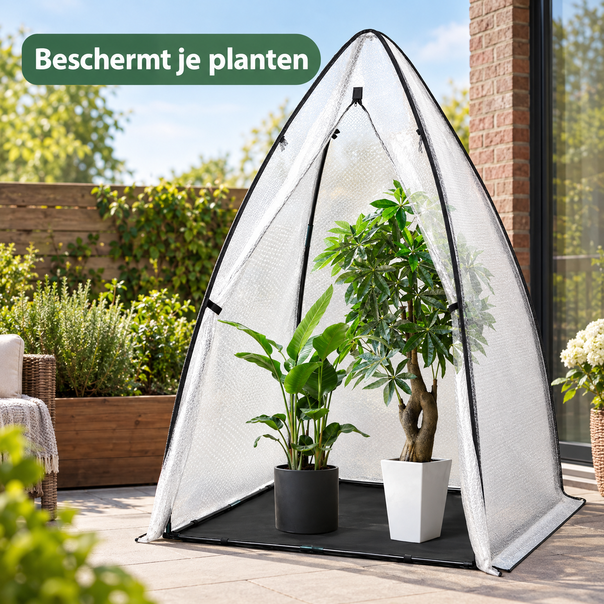 BukkitBow foliekas met noppenfolie en grondzeil, geschikt voor het kweken van planten, 120 x 120 x 180 cm.