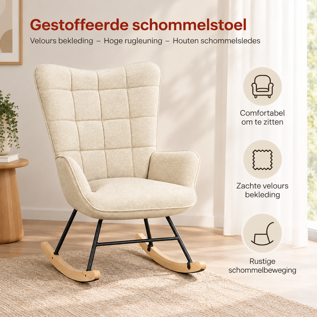 Praktische toepassing en keuzehulp voor gestoffeerde schommelstoel