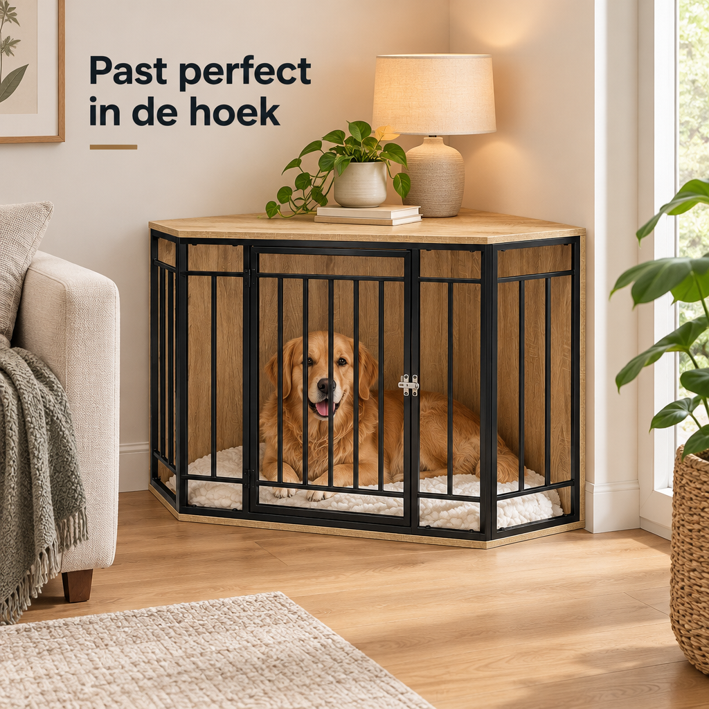 hoek hondenbench in gebruik in een passende praktijksituatie