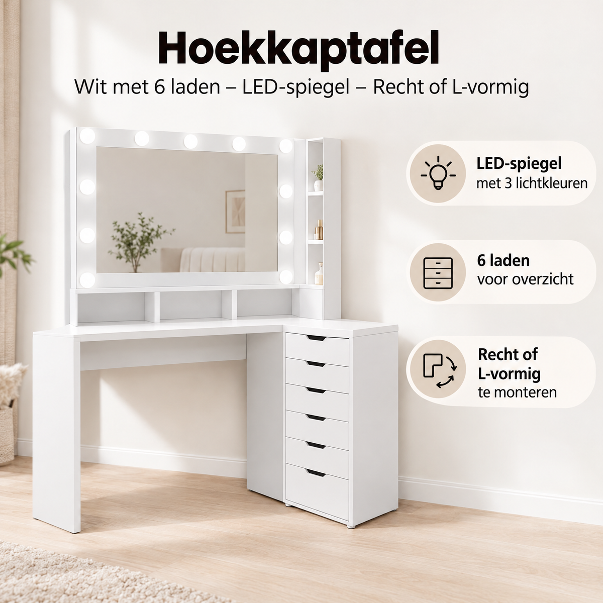 Belangrijkste voordelen en eigenschappen van hoekkaptafel