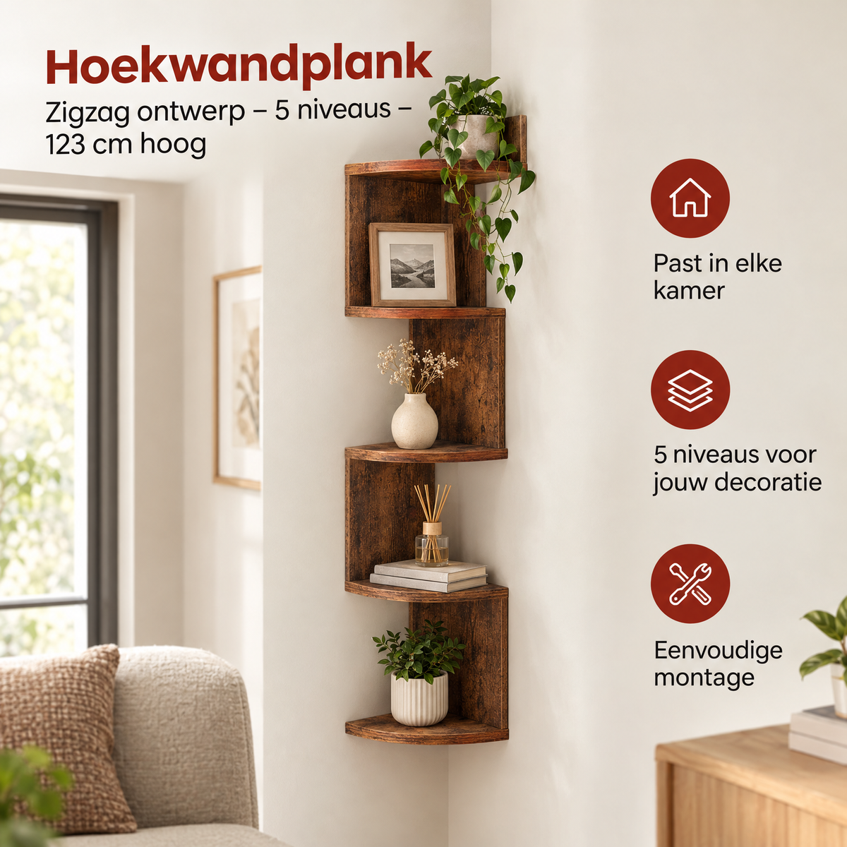 Praktische toepassing en keuzehulp voor hoekwandplank