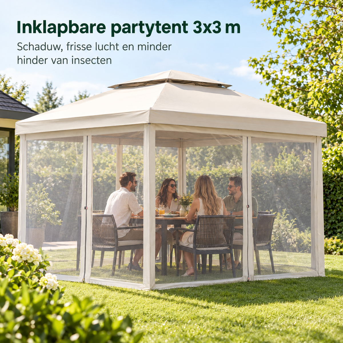 inklapbare partytent 3x3 in gebruik in een passende praktijksituatie