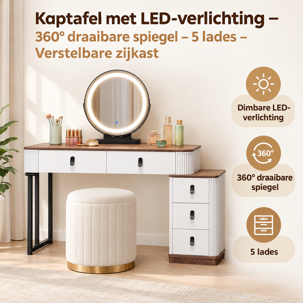 Belangrijkste voordelen en eigenschappen van kaptafel met LED-verlichting