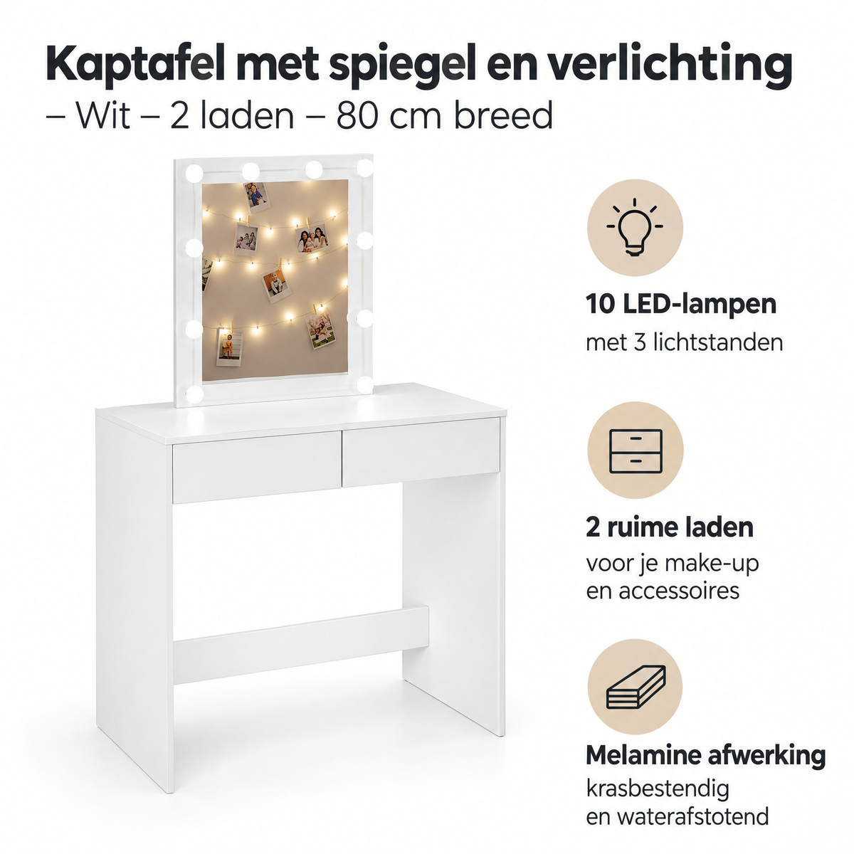 Belangrijkste voordelen en eigenschappen van kaptafel met spiegel en verlichting