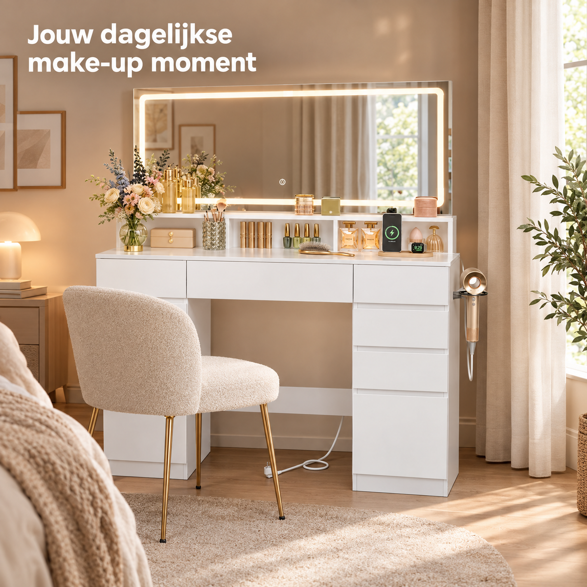 kaptafel met verlichting in gebruik in een passende praktijksituatie