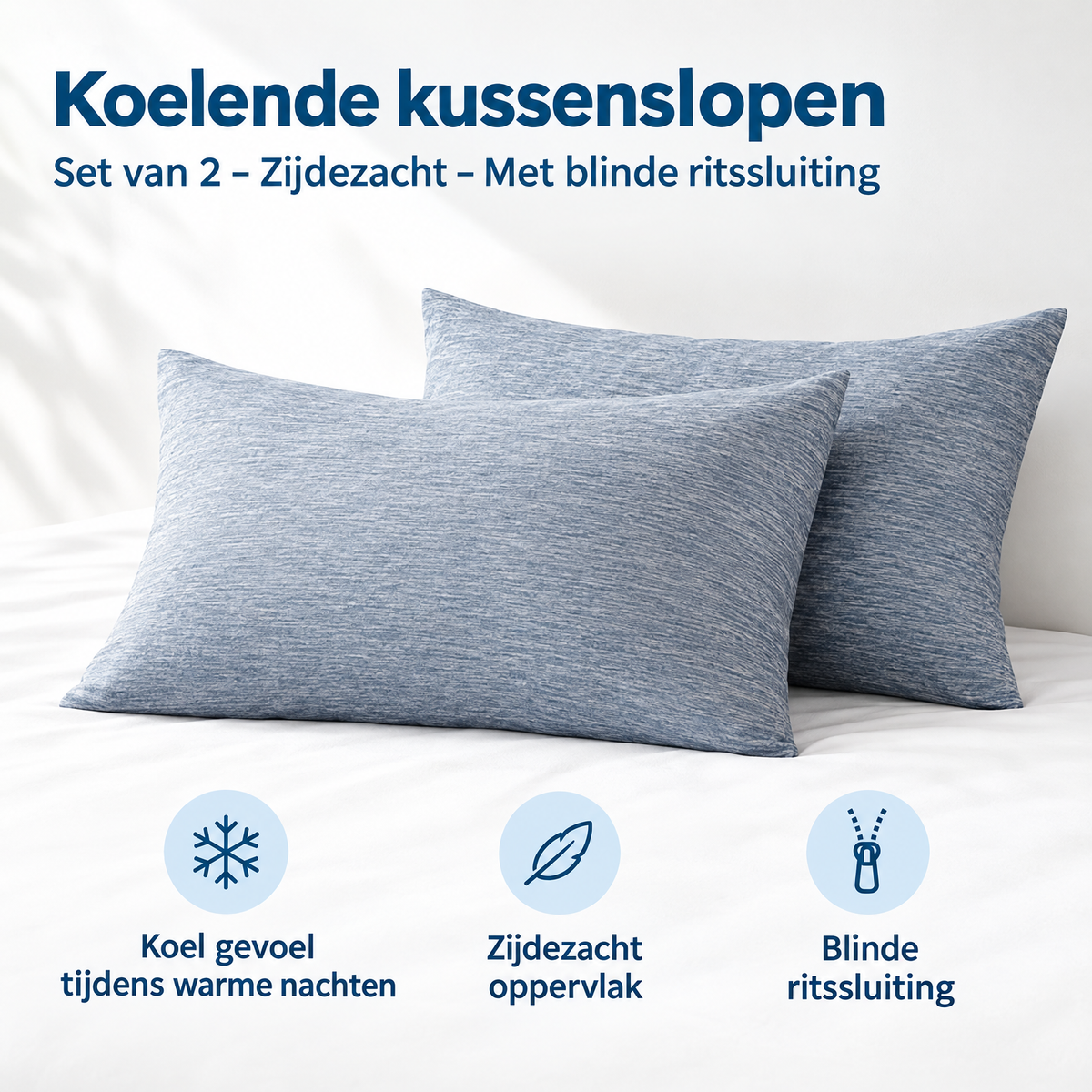 Set van 2 zijdezachte koelende kussenslopen met blinde ritssluiting van BukkitBow, ideaal voor verkoeling en comfort.