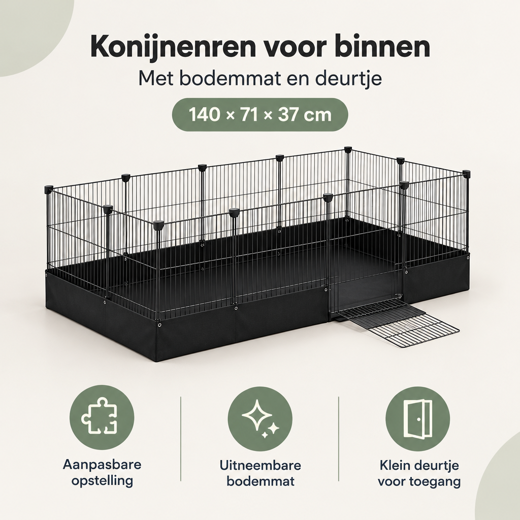 Overzicht van konijnenren binnen met de belangrijkste productvoordelen