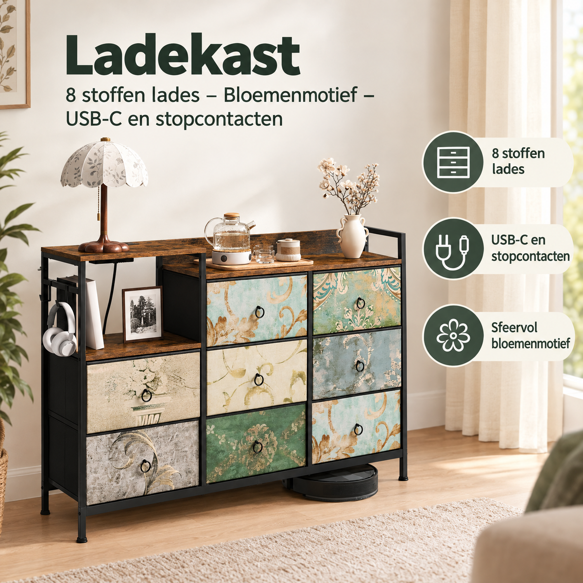 Praktische toepassing en keuzehulp voor ladekast met stoffen lades