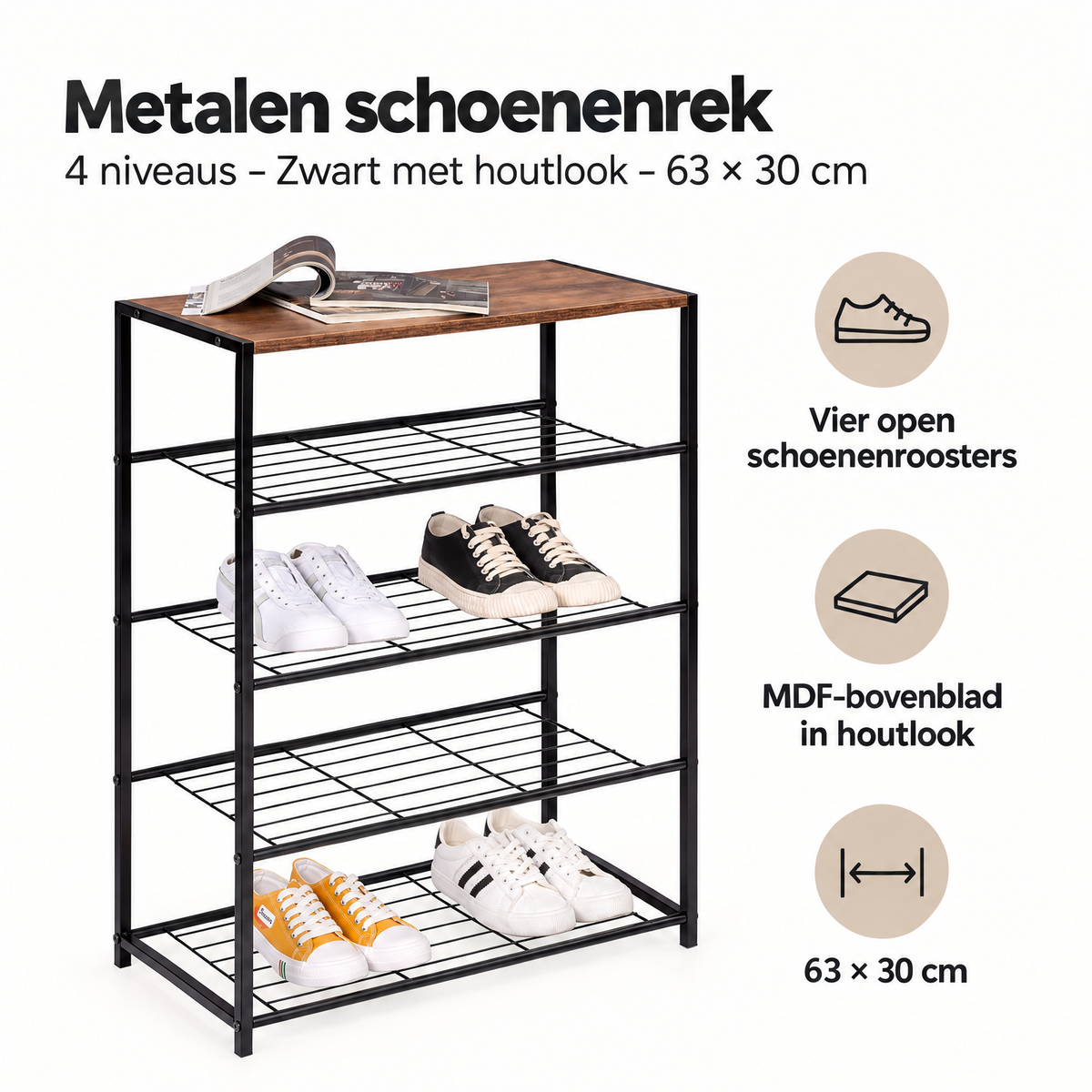 Belangrijkste voordelen en eigenschappen van metalen schoenenrek