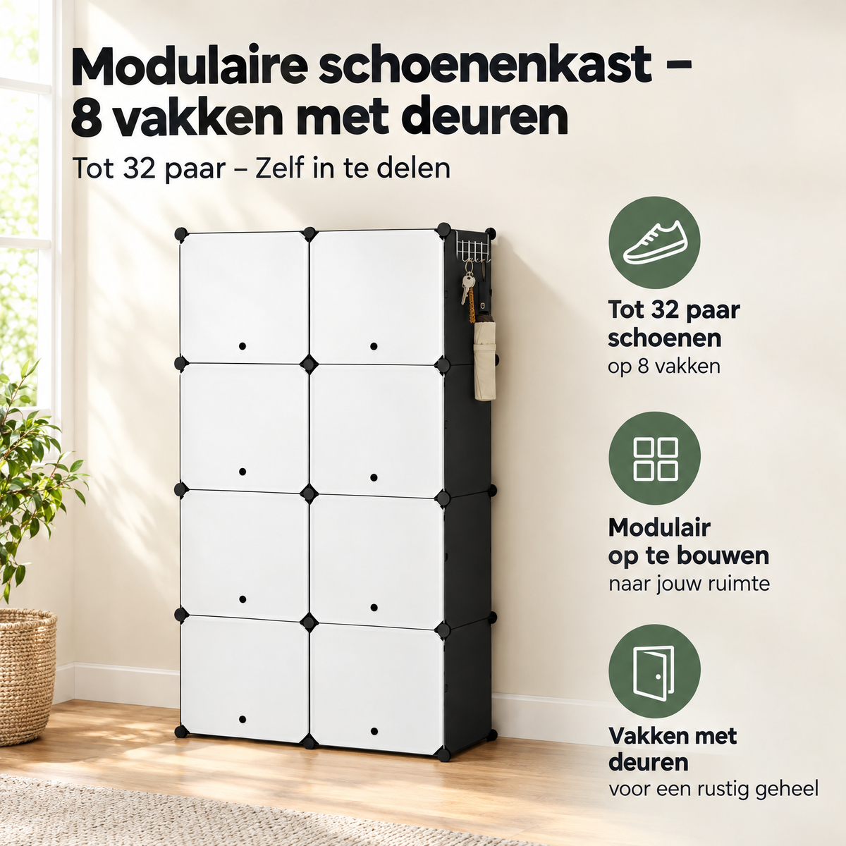 Praktische toepassing en keuzehulp voor modulaire schoenenkast