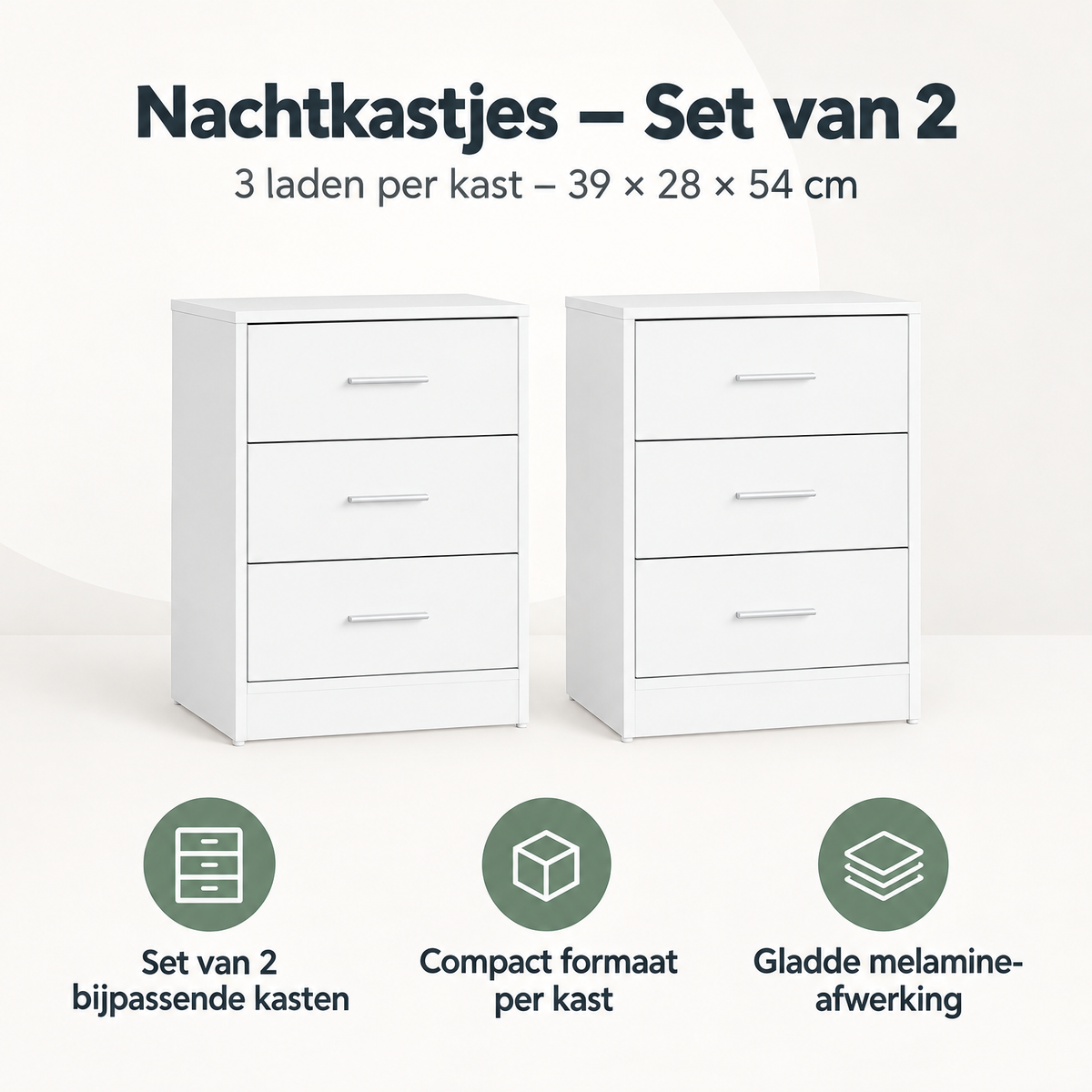 Overzicht van nachtkastjes set van 2 met de belangrijkste productvoordelen