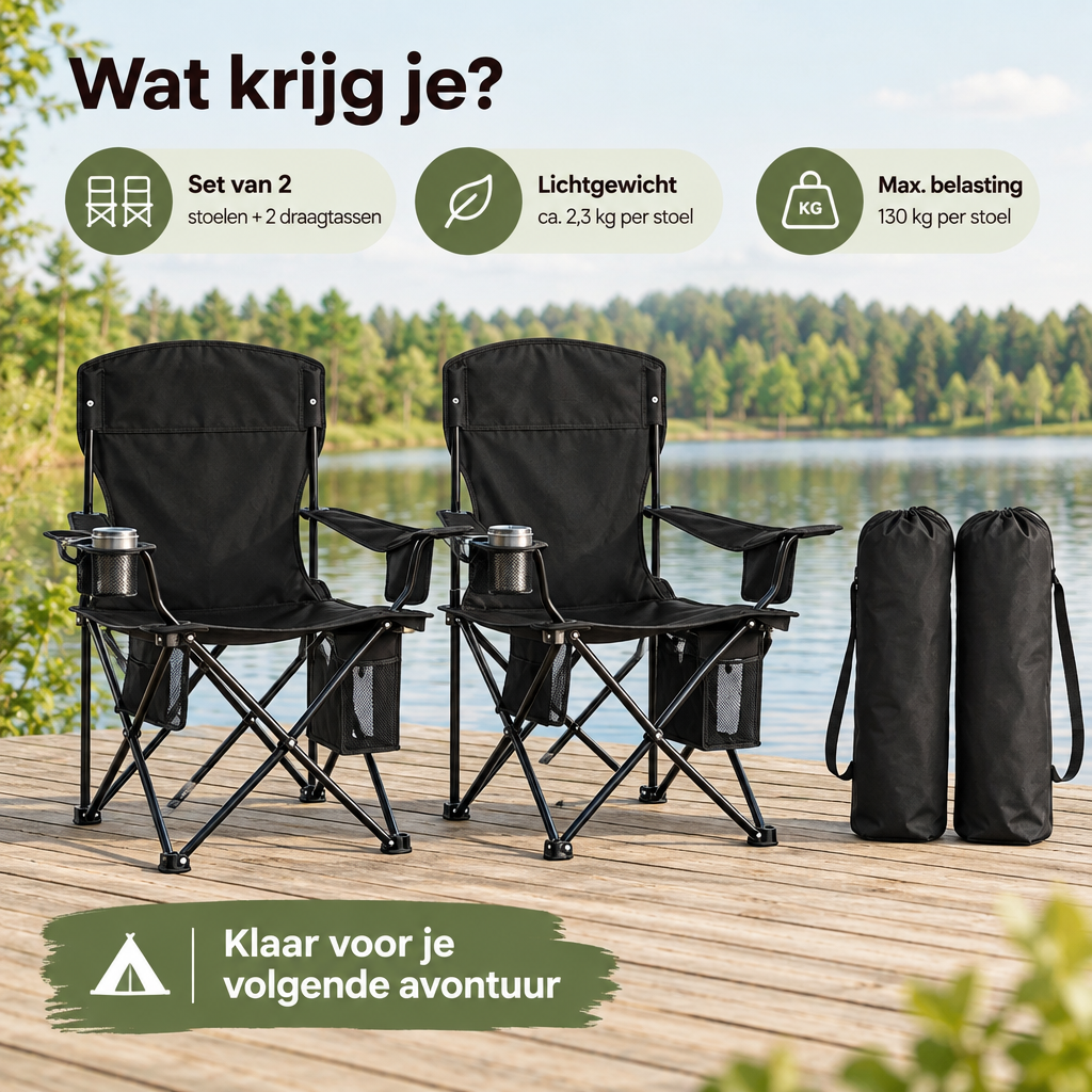 Praktische toepassing en keuzehulp voor opvouwbare campingstoelen set van 2
