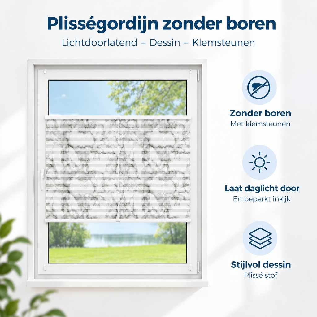 Belangrijkste voordelen en eigenschappen van plisségordijn zonder boren
