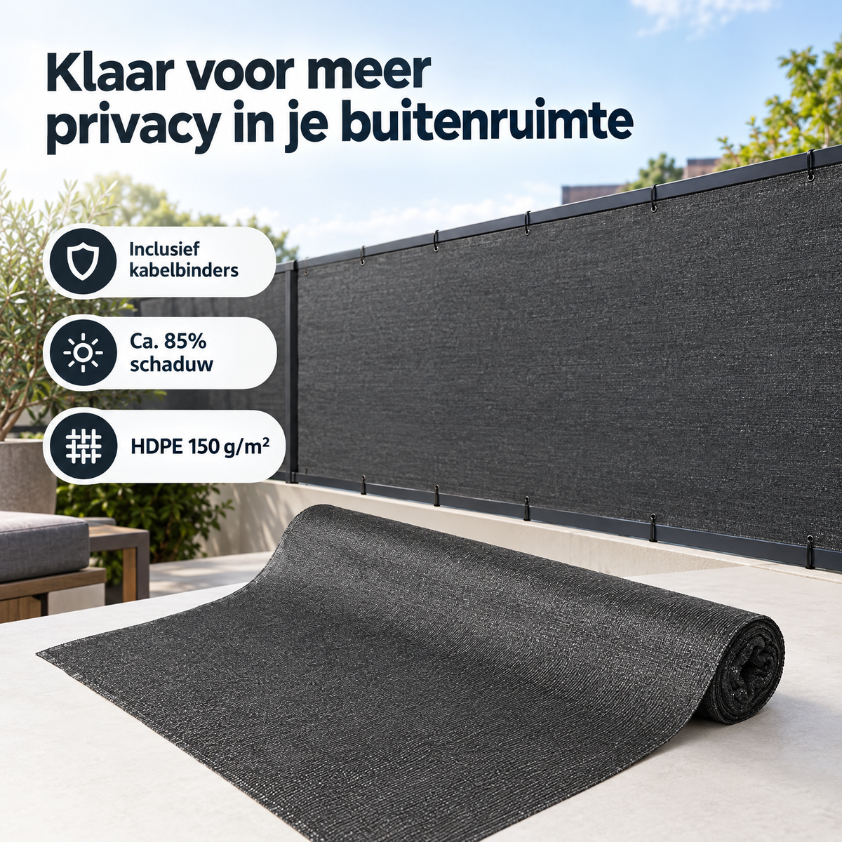 Praktische toepassing en keuzehulp voor privacydoek antraciet