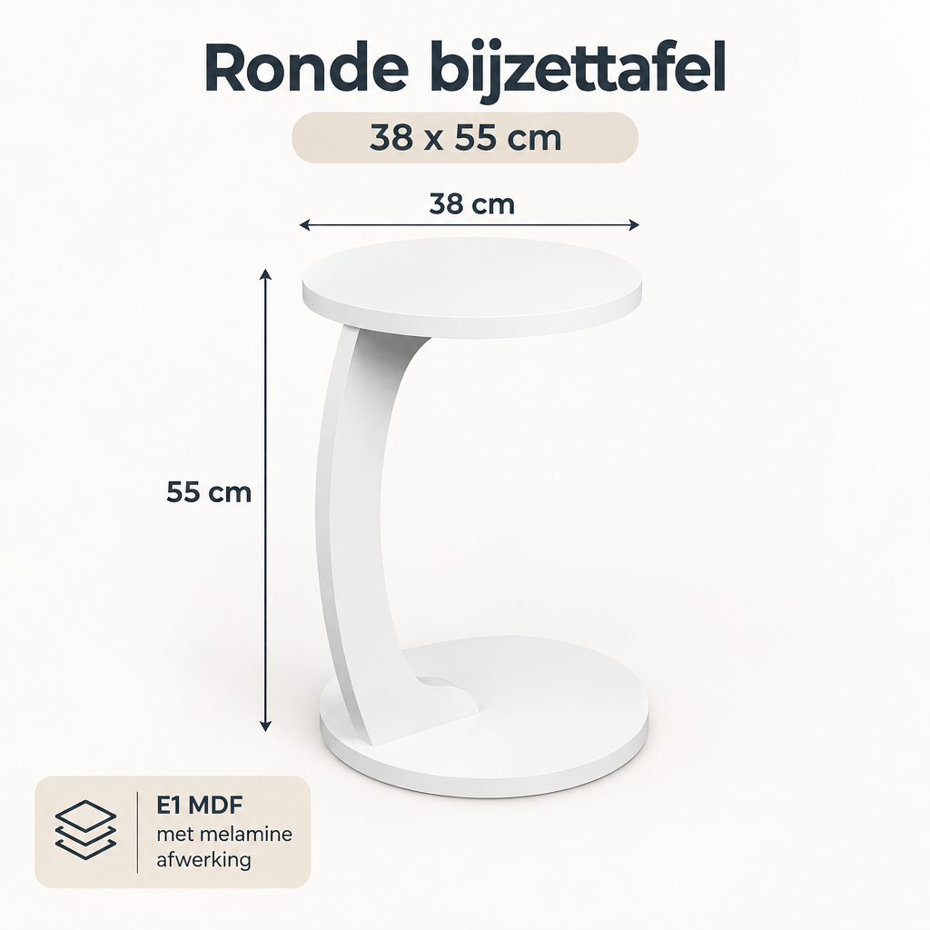 Afmetingen en productspecificaties van ronde bijzettafel